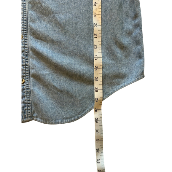 Vintage Men's M&M Mars Button-Down Shirt Size M Blue Light Denim Long Sleeve - Picture 11 of 12